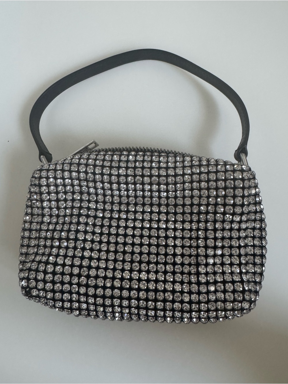 Crystal Mesh Evening Bag in Black and Silver